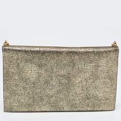 Pre Owned Lanvin Gold Leather Flap Chain Clutch