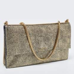 Pre Owned Lanvin Gold Leather Flap Chain Clutch
