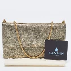 Pre Owned Lanvin Gold Leather Flap Chain Clutch