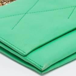 Pre Owned Lanvin Green Leather Flap Chain Clutch