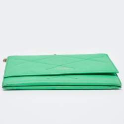 Pre Owned Lanvin Green Leather Flap Chain Clutch