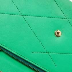 Pre Owned Lanvin Green Leather Flap Chain Clutch