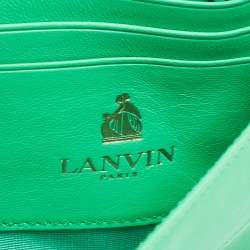 Pre Owned Lanvin Green Leather Flap Chain Clutch
