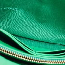 Pre Owned Lanvin Green Leather Flap Chain Clutch