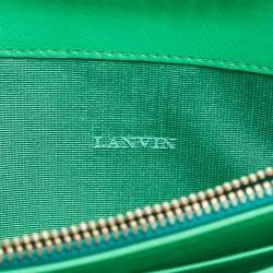 Pre Owned Lanvin Green Leather Flap Chain Clutch