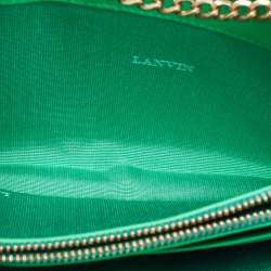 Pre Owned Lanvin Green Leather Flap Chain Clutch