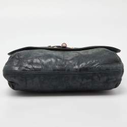 Pre Owned Lanvin Green/Black Leopard Print Nubuck Leather Happy Shoulder Bag