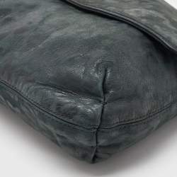 Pre Owned Lanvin Green/Black Leopard Print Nubuck Leather Happy Shoulder Bag