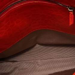 Pre Owned Lanvin Orange Quilted Studded Leather Happy Flap Shoulder Bag