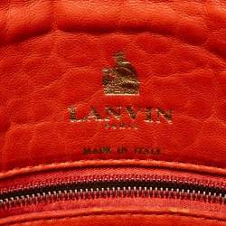 Pre Owned Lanvin Orange Quilted Studded Leather Happy Flap Shoulder Bag