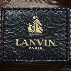 Pre Owned Lanvin Black/Gold Quilted Leather and Python Embossed Leather Flap Crossbody Bag