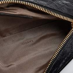 Pre Owned Lanvin Black/Gold Quilted Leather and Python Embossed Leather Flap Crossbody Bag