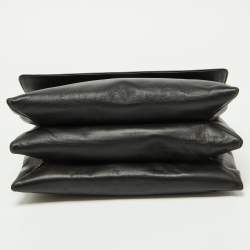 Pre Owned Lanvin Black Leather Flap Shoulder Bag