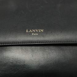 Pre Owned Lanvin Black Leather Flap Shoulder Bag