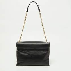 Pre Owned Lanvin Black Leather Flap Shoulder Bag