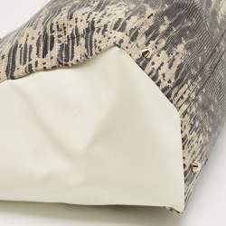 Pre Owned Lanvin Tri Color Leather and Lizard Embossed Leather Tote 