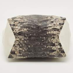 Pre Owned Lanvin Tri Color Leather and Lizard Embossed Leather Tote 