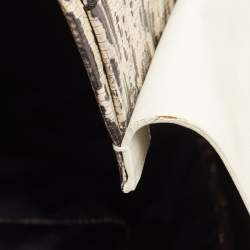 Pre Owned Lanvin Tri Color Leather and Lizard Embossed Leather Tote 