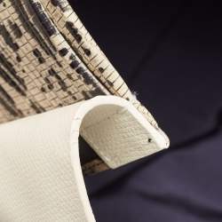 Pre Owned Lanvin Tri Color Leather and Lizard Embossed Leather Tote 