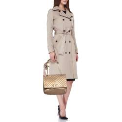 Pre Owned Lanvin Bronze Quilted Leather Happy Flap Shoulder Bag