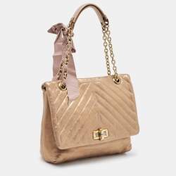 Pre Owned Lanvin Bronze Quilted Leather Happy Flap Shoulder Bag