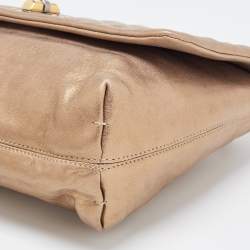 Pre Owned Lanvin Bronze Quilted Leather Happy Flap Shoulder Bag