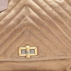 Pre Owned Lanvin Bronze Quilted Leather Happy Flap Shoulder Bag