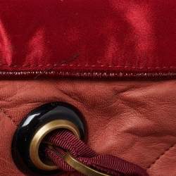 Pre Owned Lanvin Rust/Red Leather/Satin and Patent Leather Amalia Cabas Tote