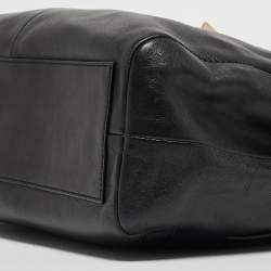 Pre Owned Lanvin Black/Navy Blue Leather For Me Double Top Handle Bag