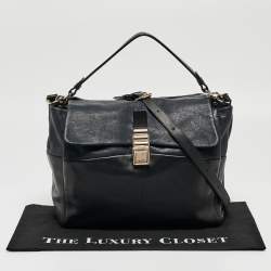 Pre Owned Lanvin Black/Navy Blue Leather For Me Double Top Handle Bag