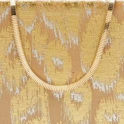 Lanvin Beige/Gold Printed Leather Chain Clutch