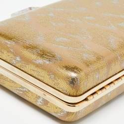 Lanvin Beige/Gold Printed Leather Chain Clutch