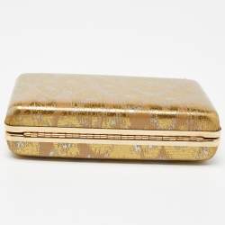 Lanvin Beige/Gold Printed Leather Chain Clutch