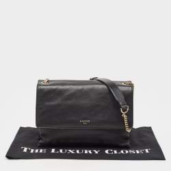 Pre Owned Lanvin Black Leather Flap Chain Shoulder Bag