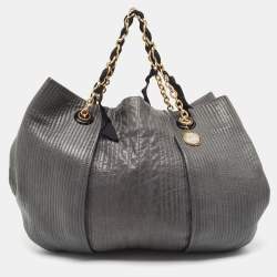 Pre Owned Lanvin Dark Grey Quilted Leather Amalia Tote