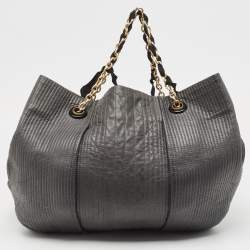 Pre Owned Lanvin Dark Grey Quilted Leather Amalia Tote
