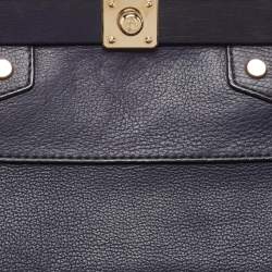 Lanvin Navy Blue Leather Magnetic Frame Tote