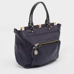 Lanvin Navy Blue Leather Magnetic Frame Tote