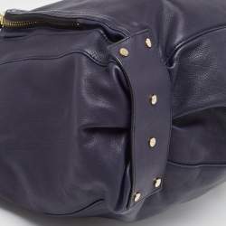 Lanvin Navy Blue Leather Magnetic Frame Tote