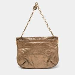 Pre Owned Lanvin Metallic Gold Leather Chain Hobo