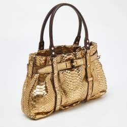 Lanvin Gold Laminated Python Kentucky Tote