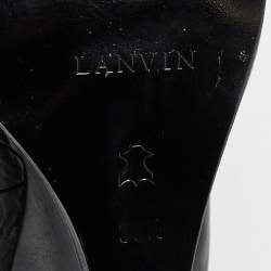 Lanvin Black Leather Wedge Pumps Size 38.5