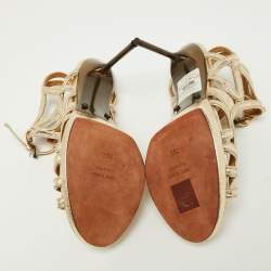 Pre Owned Lanvin Gold Leather Slingback Sandals Size 38.5