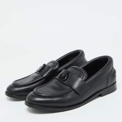 Pre Owned Lanvin Black Leather Slip on Loafers Size 41