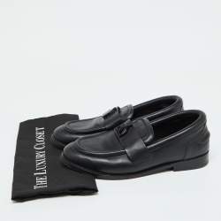 Pre Owned Lanvin Black Leather Slip on Loafers Size 41