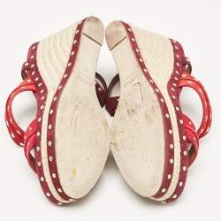 Pre Owned Lanvin Multicolor Suede Studded Wedge Ankle Strap Sandals Size 41