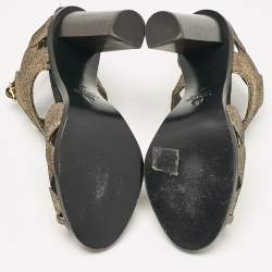 Lanvin Metallic Gold Leather Ankle Strap Sandals Size 40