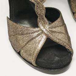 Lanvin Metallic Gold Leather Ankle Strap Sandals Size 40