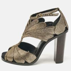 Lanvin Metallic Gold Leather Ankle Strap Sandals Size 40