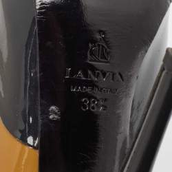 Pre Owned Lanvin Brown/Navy Blue Patent Leather Round Toe Pumps Size 38.5